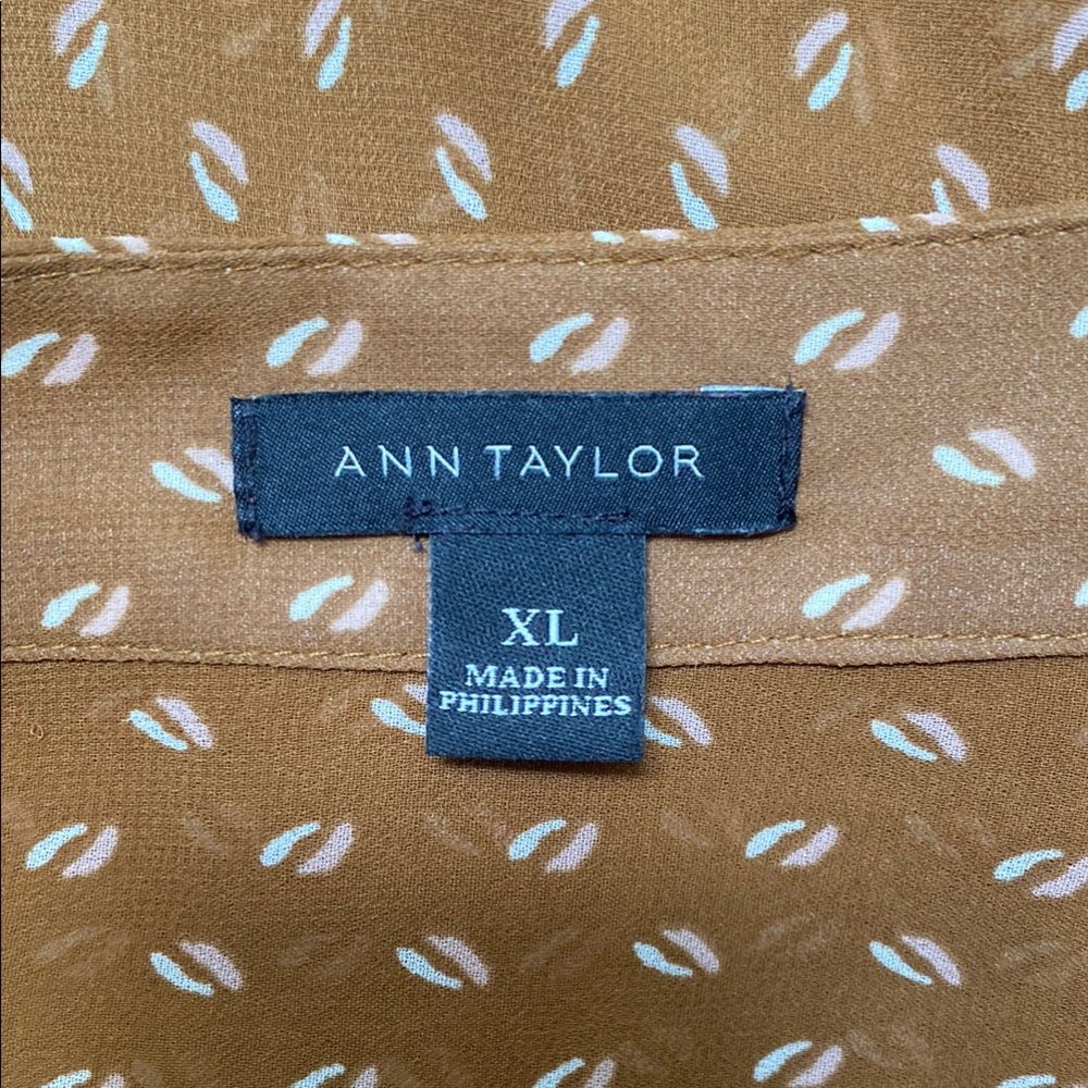 Ann Taylor Tan Patterned Blouse - image 2